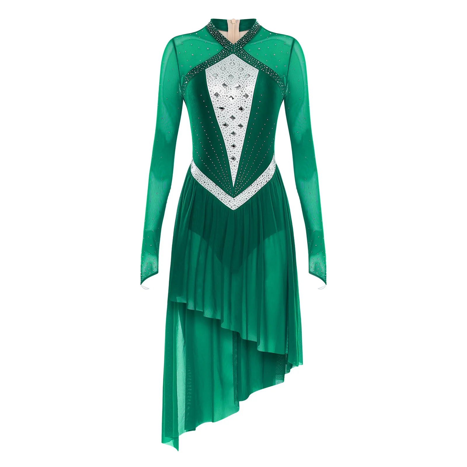 Lyrical Women Ballet Gymnastics Dress Rhinestones Figure Skating Leotards Sheer Mesh Long Sleeve Patchwork Irregular Hem Dress
Lyrical Women Ballet Gymnastics Dress Rhinestones Figure Skating Leotards Sheer Mesh Long Sleeve Patchwork Irregular Hem Dress