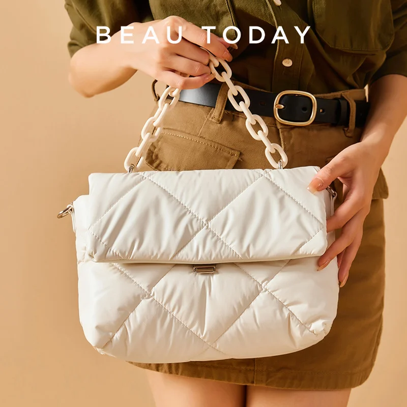 BeauToday Crossbody Bag Women Cow Leather Feather Down Shoulder Bag Chain Decor Elegant Female Light Padded Bags Handmade 61011
BeauToday Crossbody Bag Women Cow Leather Feather Down Shoulder Bag Chain Decor Elegant Female Light Padded Bags Handmade 61011