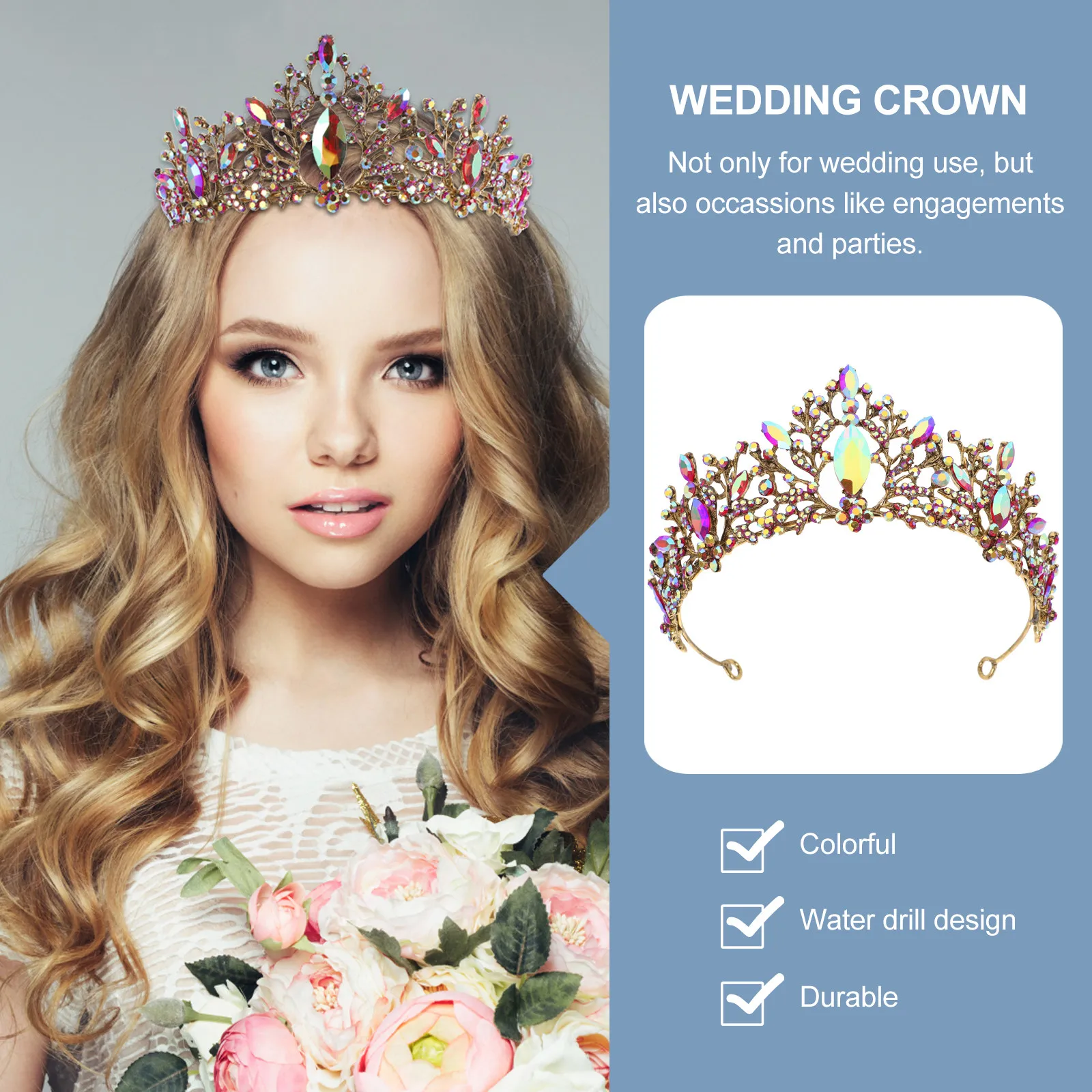 1Pcs Colorful Baroque Style Rhinestone Inlaid Alloy Crown Bridal Tiara Wedding Hair Accessory Women Crown Retro Party Headpiece
1Pcs Colorful Baroque Style Rhinestone Inlaid Alloy Crown Bridal Tiara Wedding Hair Accessory Women Crown Retro Party Headpiece