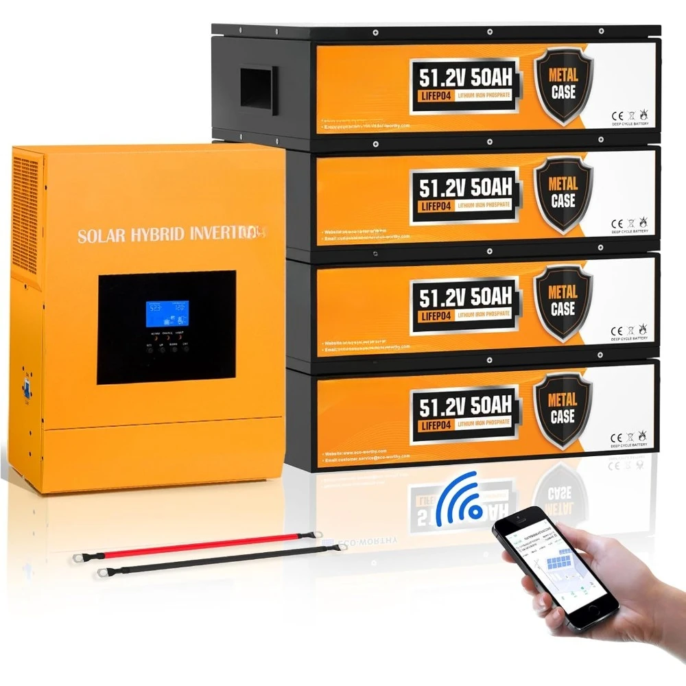 10240Wh Home Backup Power,48V 200Ah (4Pack 48V 50AH) LiFePO4 Solar Batteries+5000W Hybrid Inverter Charger
10240Wh Home Backup Power,48V 200Ah (4Pack 48V 50AH) LiFePO4 Solar Batteries+5000W Hybrid Inverter Charger