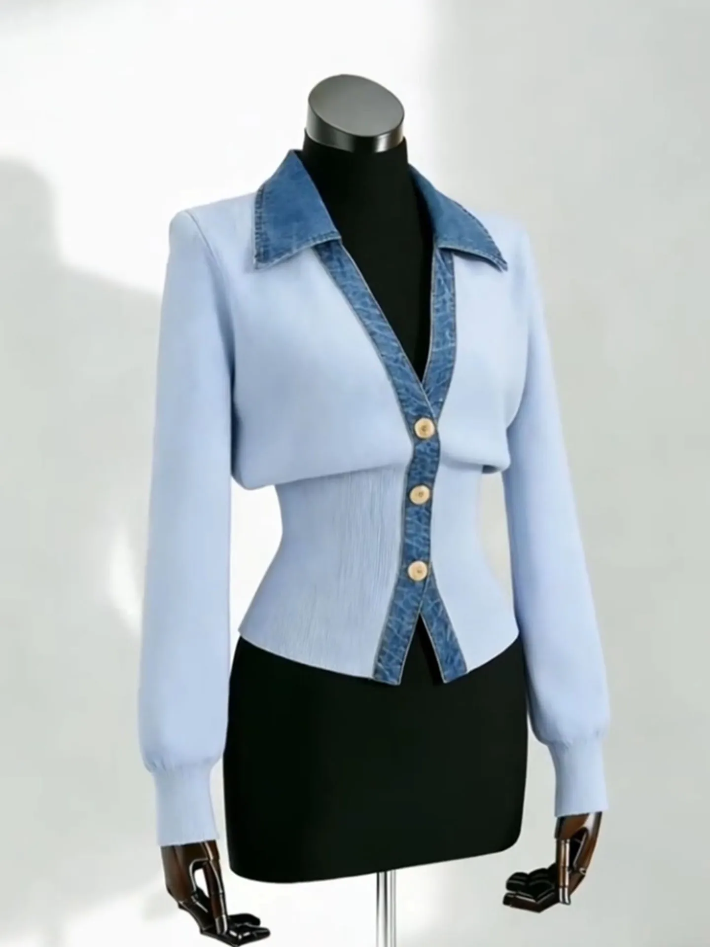 Женский вязаный топ Ele Blue с контрастными вставками, приталенный крой, весна 2026, новинка, элегантный стиль для офиса, с длинным рукавом
Женский вязаный топ Ele Blue с контрастными вставками, приталенный крой, весна 2026, новинка, элегантный стиль для офиса, с длинным рукавом