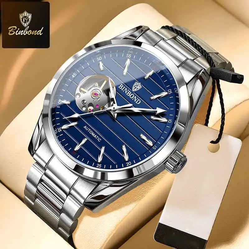 BINBOND новые элитные мужские часы, светящиеся водонепроницаемые полые часы, роскошные мужские полностью автоматические механические часы со стальной полосой
BINBOND новые элитные мужские часы, светящиеся водонепроницаемые полые часы, роскошные мужские полностью автоматические механические часы со стальной полосой