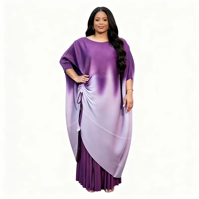 Miyake Pleated Women's Casual Skirt Suit 2026 New Fashion Drawstring Tie-dye Gradient Loose Top + Wide Leg Pants Two-piece Set
Miyake Pleated Women's Casual Skirt Suit 2026 New Fashion Drawstring Tie-dye Gradient Loose Top + Wide Leg Pants Two-piece Set