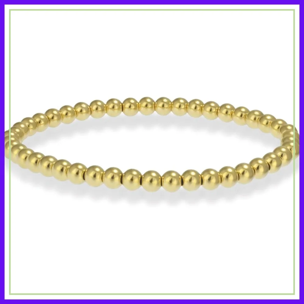 4mm Gold Beaded Stretch Bracelet for Women | Stackable Dainty Bracelet, Waterproof & Non Tarnish, Handmade in USA
4mm Gold Beaded Stretch Bracelet for Women | Stackable Dainty Bracelet, Waterproof & Non Tarnish, Handmade in USA