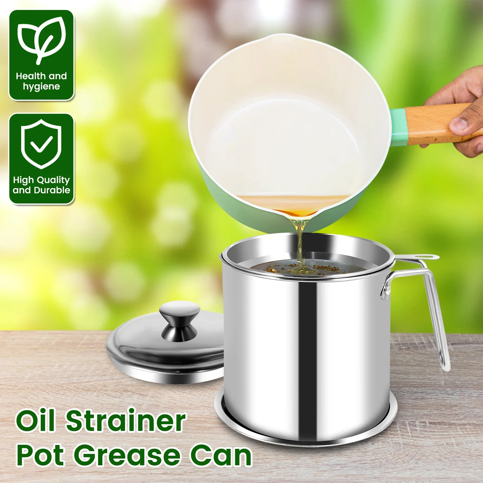 Stainless Steel Oil Storage Can 1.8L Large Capacity Grease Container With Strainer For Storing Frying Oil And Cooking Grease
Stainless Steel Oil Storage Can 1.8L Large Capacity Grease Container With Strainer For Storing Frying Oil And Cooking Grease