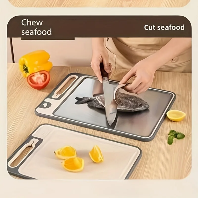 Dual-Sided 304 Stainless Steel & PP Cutting Board, Non-Slip Hex Grid with Juicer Groove, Ergonomic Handle for Meat Vegetables
Dual-Sided 304 Stainless Steel & PP Cutting Board, Non-Slip Hex Grid with Juicer Groove, Ergonomic Handle for Meat Vegetables