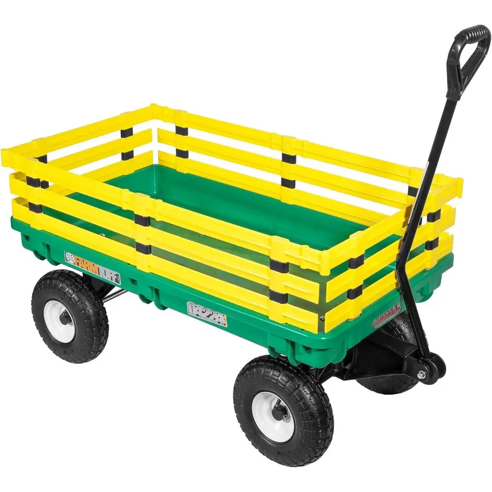Plastic Garden Wagon with Removable Side Racks & Pneumatic Tires - Durable Poly Utility Cart with D-Handle Steering & 300lb Capa
Plastic Garden Wagon with Removable Side Racks & Pneumatic Tires - Durable Poly Utility Cart with D-Handle Steering & 300lb Capa