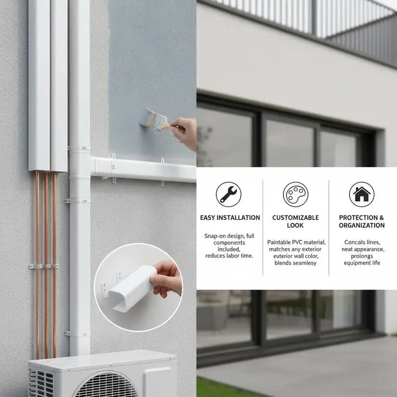 HVAC Decorative Tubing Kit 3" W 17.7' L For Home Office Apartment, PVC Ducting System Wall Protection White Paintable Finish
HVAC Decorative Tubing Kit 3" W 17.7' L For Home Office Apartment, PVC Ducting System Wall Protection White Paintable Finish