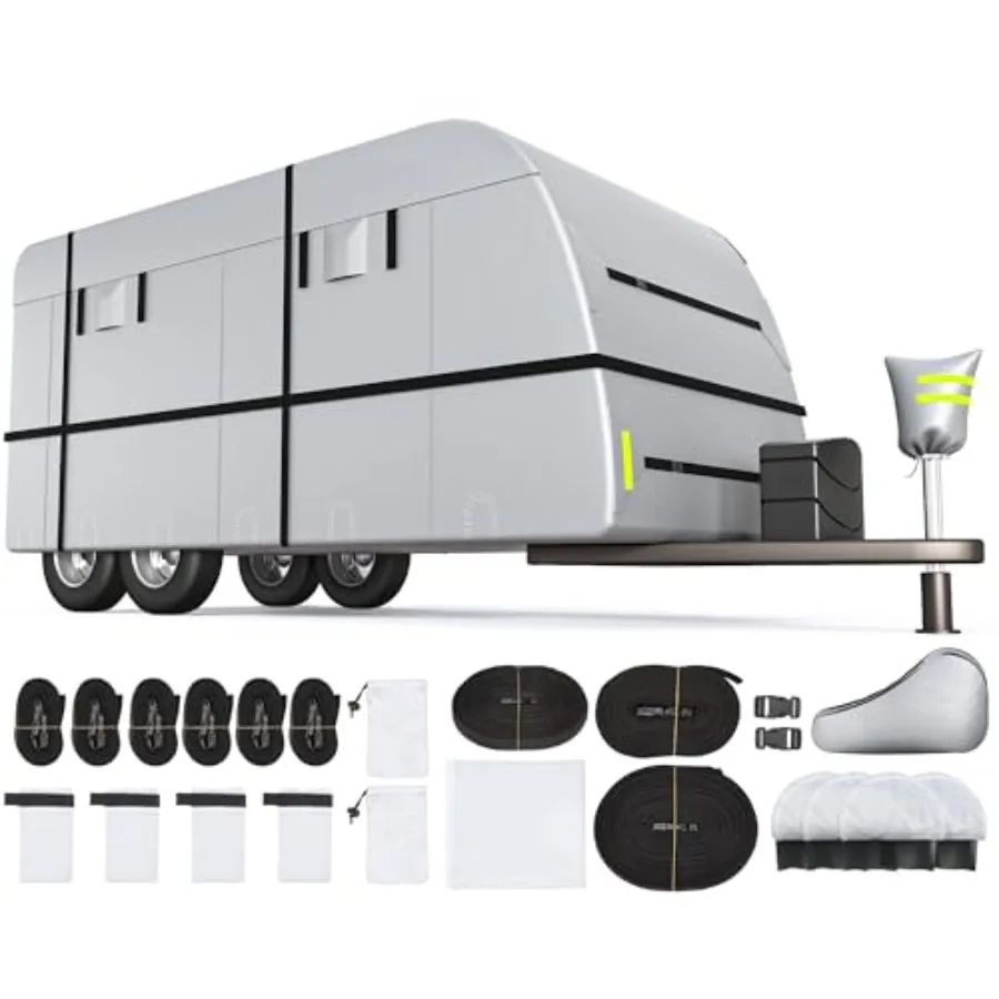 RV Cover for 30-33ft Travel Trailer, 300D Oxford Fabric, Gray, Waterproof Windproof UV Protection with Straps Tire Gutter Jack
RV Cover for 30-33ft Travel Trailer, 300D Oxford Fabric, Gray, Waterproof Windproof UV Protection with Straps Tire Gutter Jack