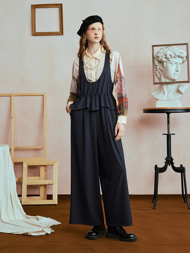 Loose Women's One-Piece Pants Spring Autumn Faion Splicing Svel High Waist Wide Leg Pants Polyester Fiber
Loose Women's One-Piece Pants Spring Autumn Faion Splicing Svel High Waist Wide Leg Pants Polyester Fiber