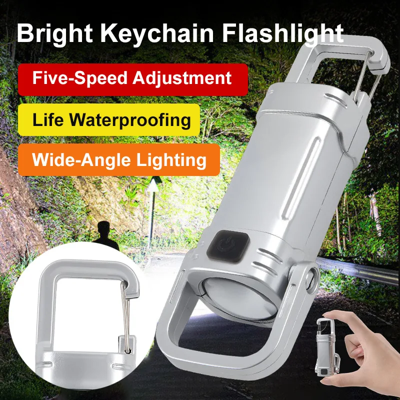 Pocket Keychain Flashlight Strong Floodlight Mini Outdoor Hook LED Rechargeable Waterproof for Camping Hiking Emergency
Pocket Keychain Flashlight Strong Floodlight Mini Outdoor Hook LED Rechargeable Waterproof for Camping Hiking Emergency