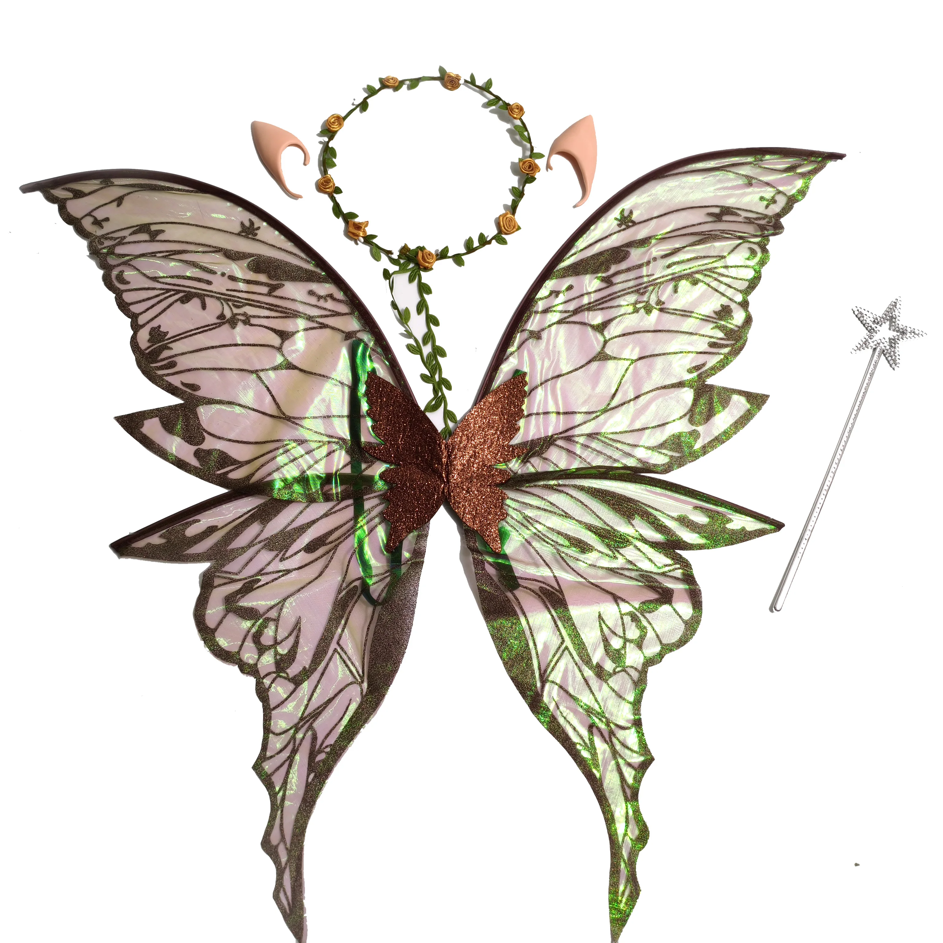 Enchanted Forest Fairy Costume Accessories set Large Glitter Wings Elf Ears Flower Crown Wand for Party Photo Cosplay Shoot
Enchanted Forest Fairy Costume Accessories set Large Glitter Wings Elf Ears Flower Crown Wand for Party Photo Cosplay Shoot