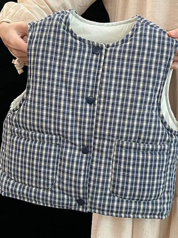 Thiened Retro Plaid Cotton Vest for Kids ex Svel Warm Two-Sided Wear Faionable Children's Clothing
Thiened Retro Plaid Cotton Vest for Kids ex Svel Warm Two-Sided Wear Faionable Children's Clothing