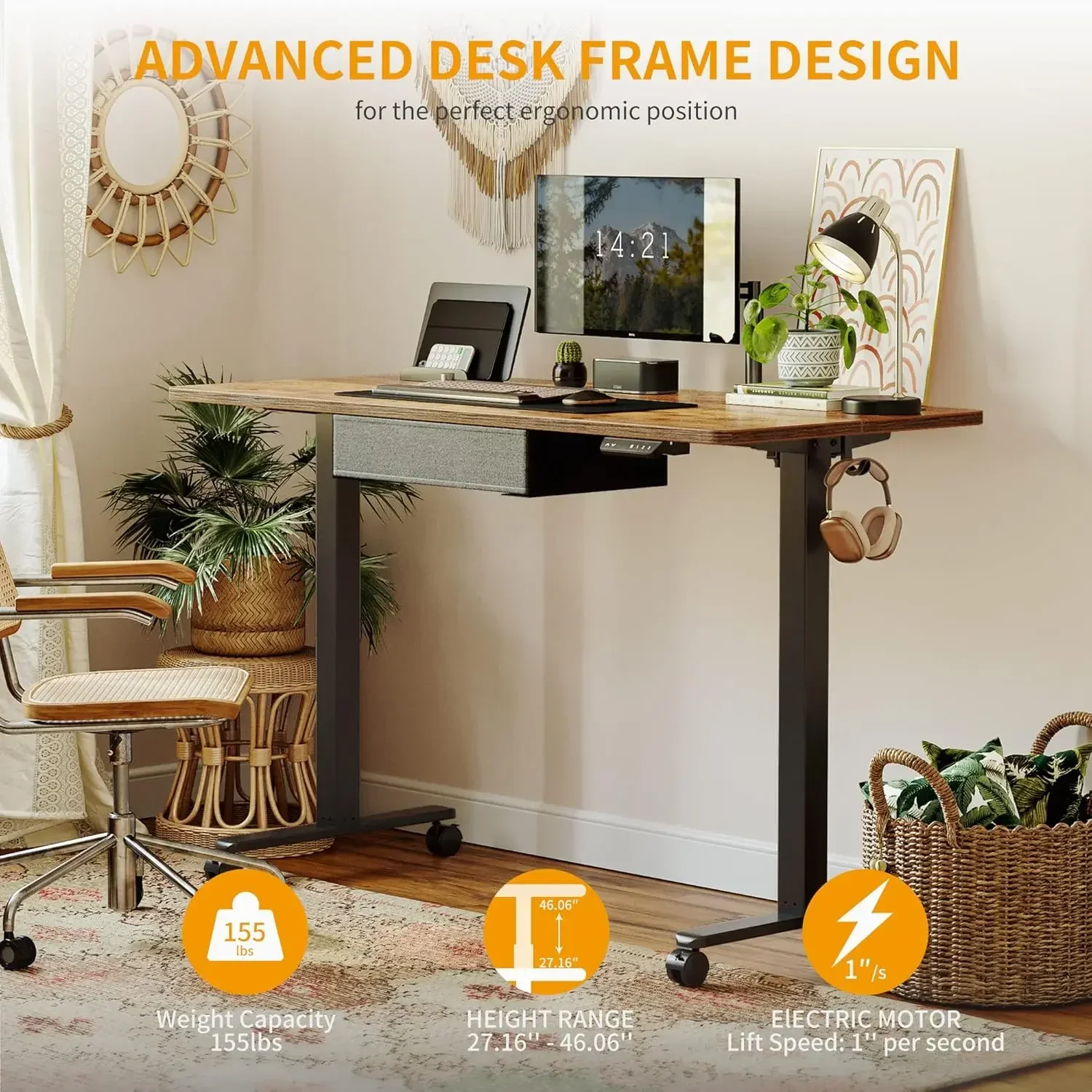 55 x 24 Inch Standing Desk with Drawer, Electric Stand up Adjustable Height Electric Stand up Desk
55 x 24 Inch Standing Desk with Drawer, Electric Stand up Adjustable Height Electric Stand up Desk
