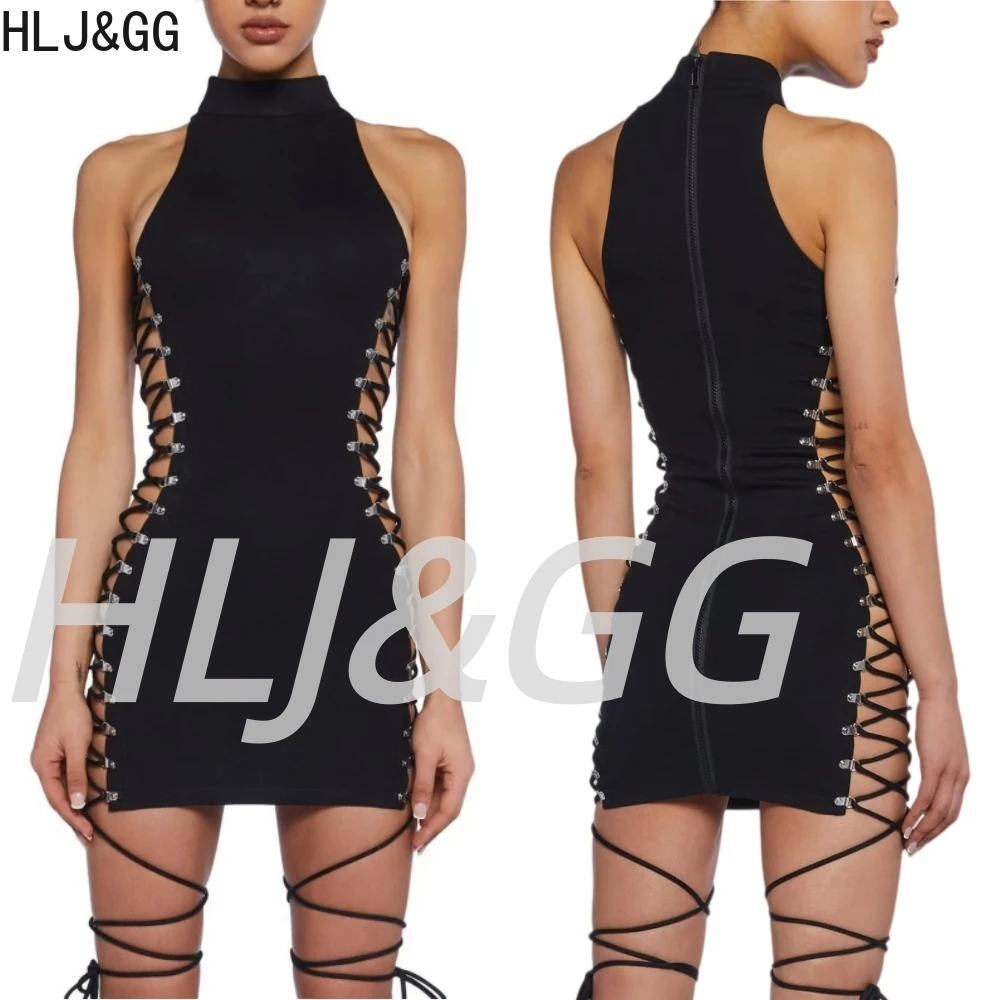 HLJ&GG Black Sexy Hollow Bandage Bodycon Mini Dresses Women Sleeveless Slim Vestidos Summer New Female Solid Color Dress 2026
HLJ&GG Black Sexy Hollow Bandage Bodycon Mini Dresses Women Sleeveless Slim Vestidos Summer New Female Solid Color Dress 2026