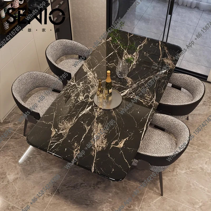 AItalian minimalist marble dining table and chair combination luxury stone high-end dining table household small apartment recta
AItalian minimalist marble dining table and chair combination luxury stone high-end dining table household small apartment recta