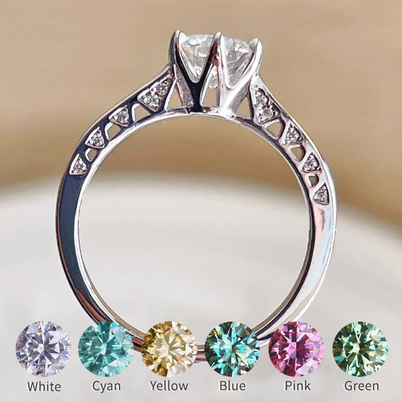 Real Moissanite Ring Jewelry 0.5CT Size 6.5 Wedding Diamond Rings Pink Red Blue Green White Stone S925 Silver For Women
Real Moissanite Ring Jewelry 0.5CT Size 6.5 Wedding Diamond Rings Pink Red Blue Green White Stone S925 Silver For Women