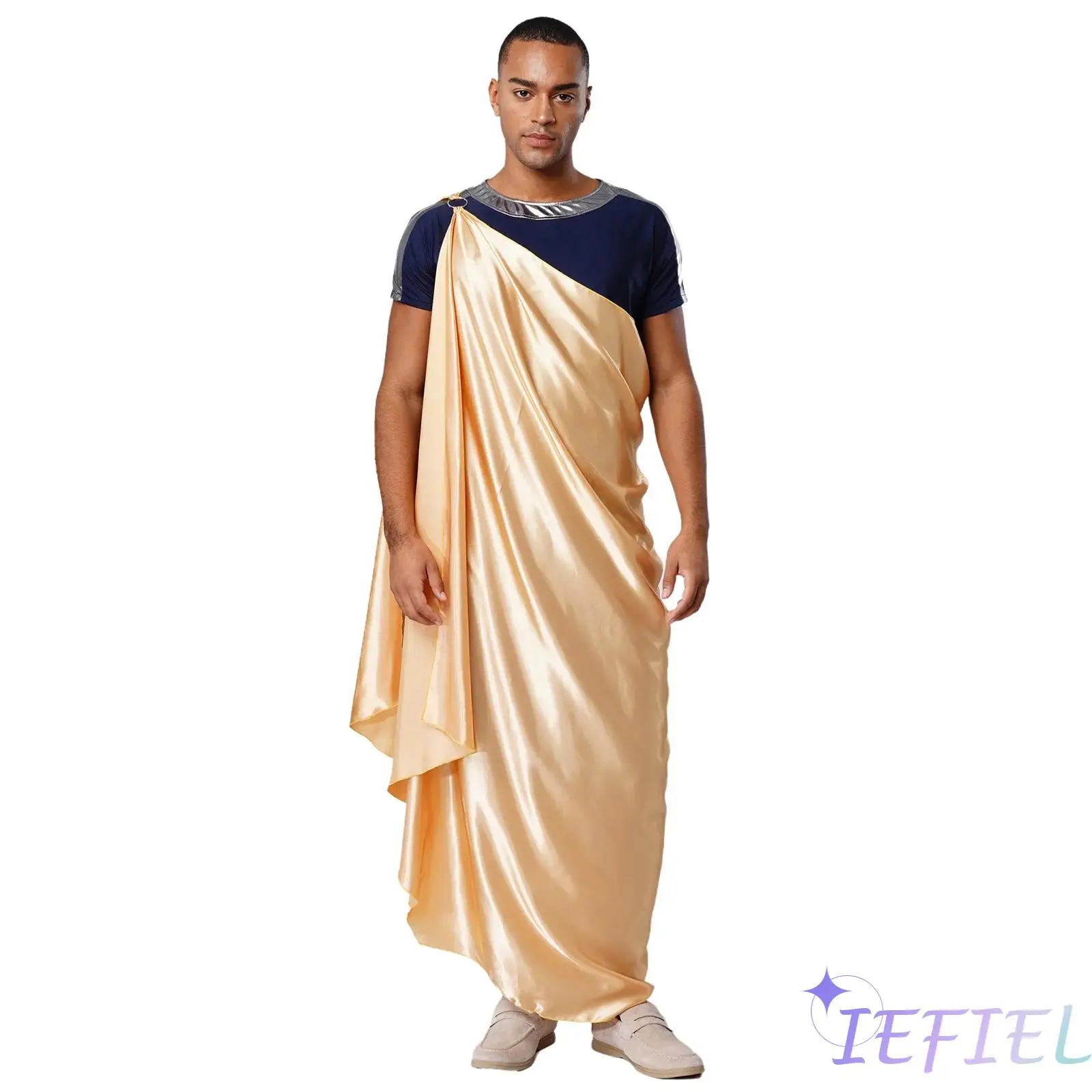 Men Greek Cosplay Halloween Outfit Round Neck Short Sleeve T-shirt Robe with R Satin Cape for Theme Party Fancy Dress Ball
Men Greek Cosplay Halloween Outfit Round Neck Short Sleeve T-shirt Robe with R Satin Cape for Theme Party Fancy Dress Ball