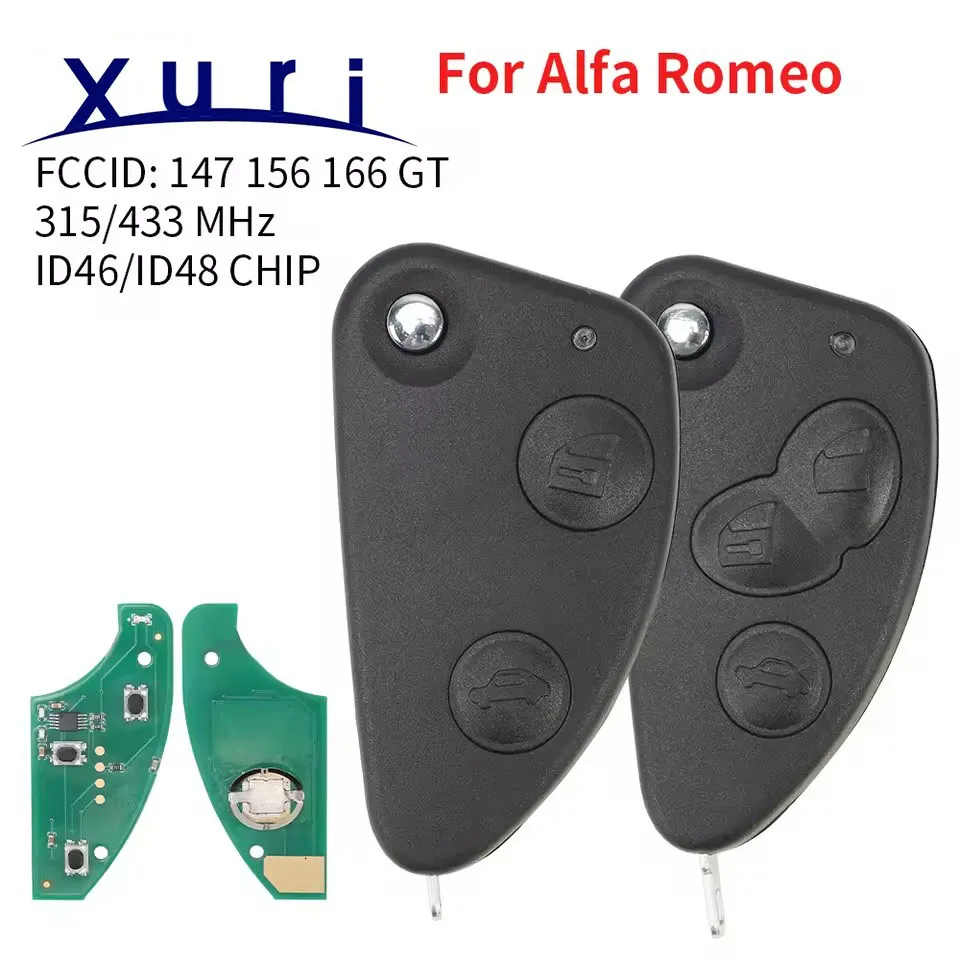 Xuri 2/3 Button Flip Smart Remote Car Key Fob 315/433MHz ID46/ID48 Chip For Alfa Romeo 147 156 166 GT With Uncut SIP22 Blade
Xuri 2/3 Button Flip Smart Remote Car Key Fob 315/433MHz ID46/ID48 Chip For Alfa Romeo 147 156 166 GT With Uncut SIP22 Blade