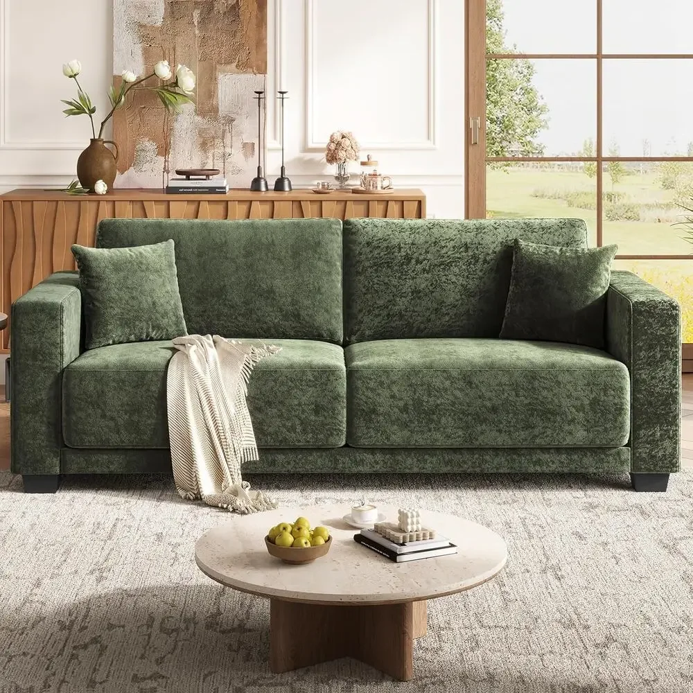 Oversized 86 Sofa with 12 Thick Cushions, 24 Deep Seats, 2-Person, Removable Covers, Green Chenille Fabric
Oversized 86 Sofa with 12 Thick Cushions, 24 Deep Seats, 2-Person, Removable Covers, Green Chenille Fabric