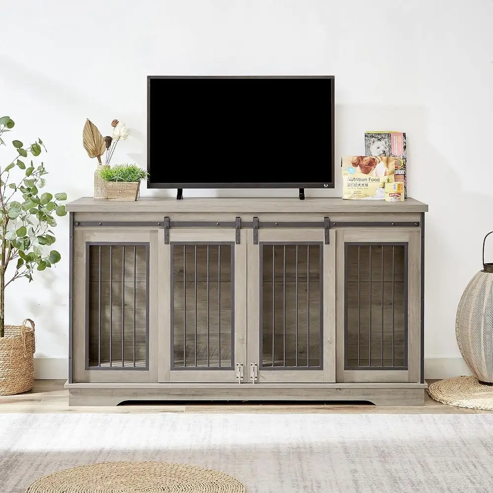 Large TV Stand Dog Crate with Removable Divider, Heavy-Duty Cage & Sliding Door for Two Pets
Large TV Stand Dog Crate with Removable Divider, Heavy-Duty Cage & Sliding Door for Two Pets