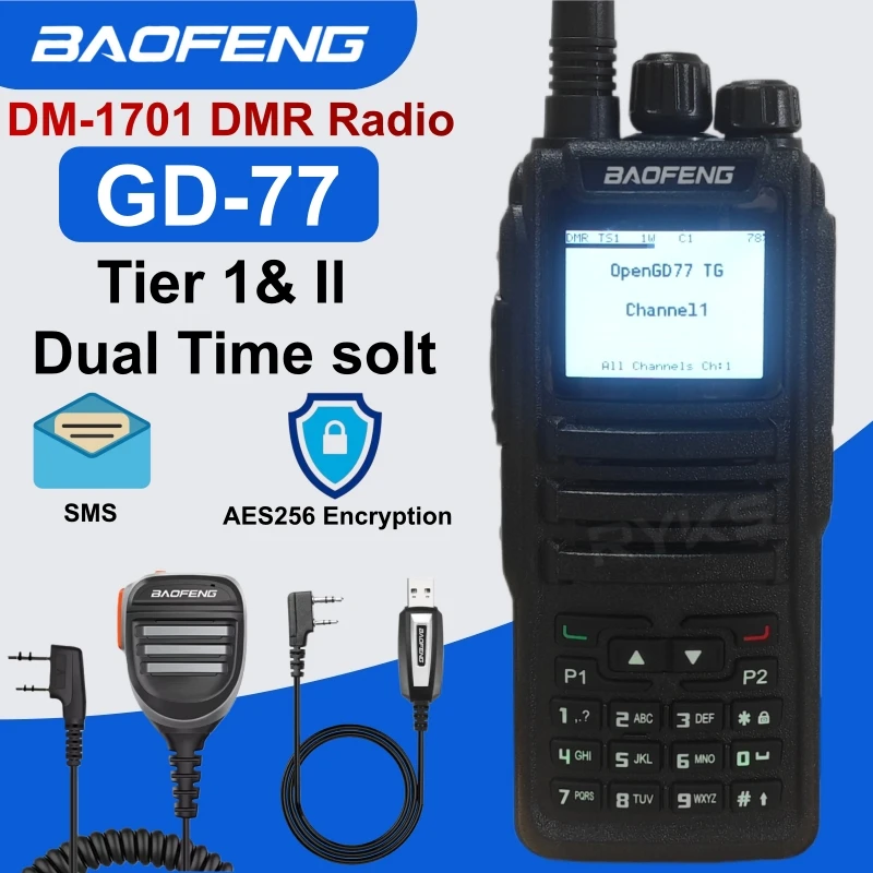 Рация Baofeng DM-1701 Tier 1 2 с двумя временными слотами, цифровая, обновленная версия DM-1801, двухдиапазонная (УКВ/ДМВ) 136-174 и 400-470 МГц, DMR-радиостанция
Рация Baofeng DM-1701 Tier 1 2 с двумя временными слотами, цифровая, обновленная версия DM-1801, двухдиапазонная (УКВ/ДМВ) 136-174 и 400-470 МГц, DMR-радиостанция