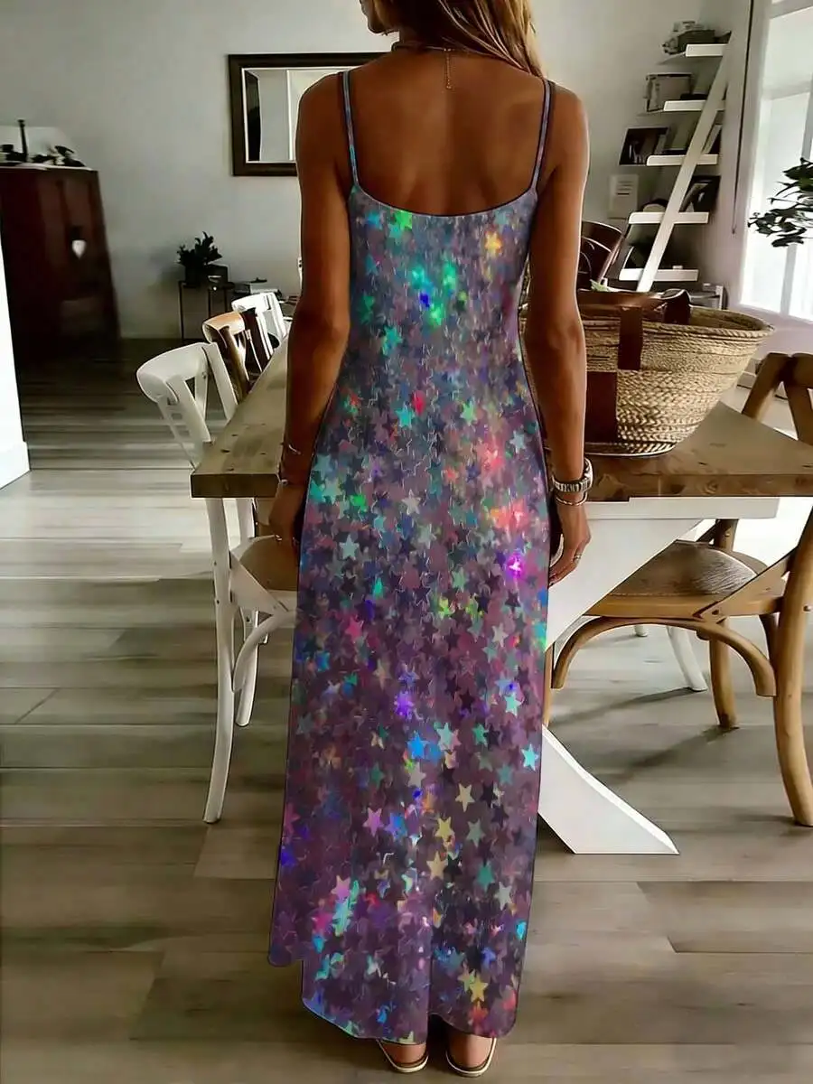 Colorful Star Print Sleeveless Maxi Dress For Women Casual Leisure Wear
Colorful Star Print Sleeveless Maxi Dress For Women Casual Leisure Wear