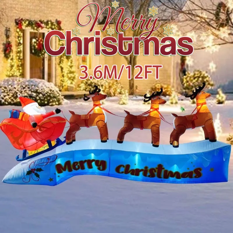 Christmas Decorations 3.6M/12FT Three Elk Pull Sled Inflatable Toys Built-in LED Lights Model Holiday Party Xmas New Year Decor
Christmas Decorations 3.6M/12FT Three Elk Pull Sled Inflatable Toys Built-in LED Lights Model Holiday Party Xmas New Year Decor
