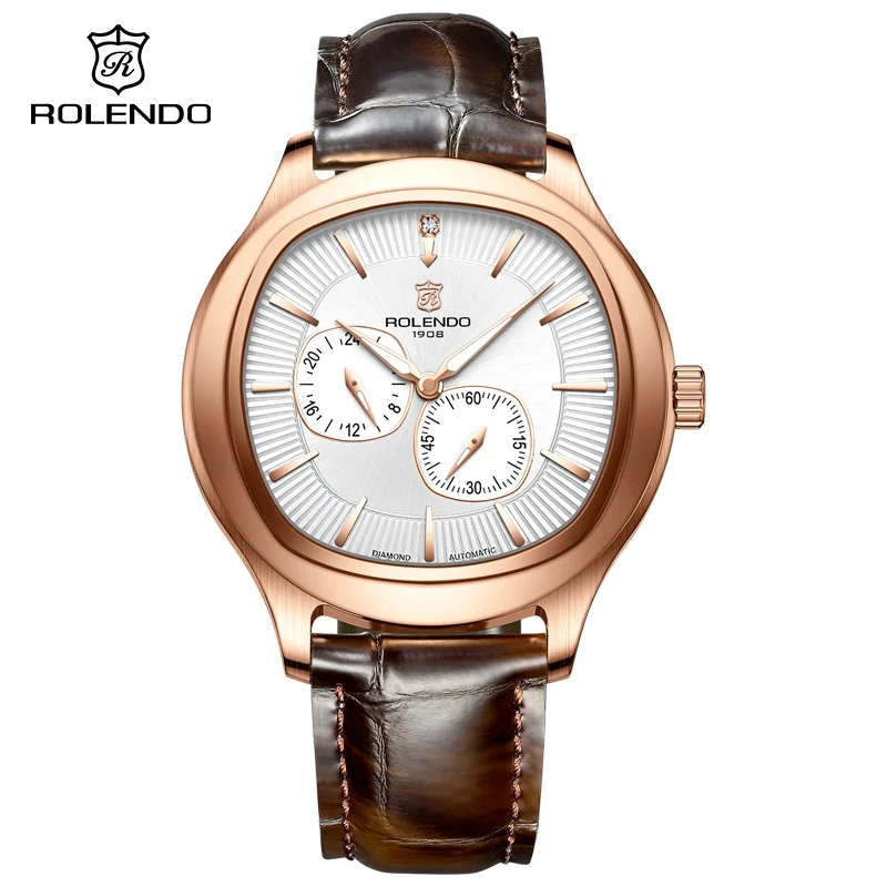 ROLENDO Automatic Mechanical Watch Men's Polo Emperador 42mm Multi-function dial Leather Strap Waterproof Wristwatch Business 
ROLENDO Automatic Mechanical Watch Men's Polo Emperador 42mm Multi-function dial Leather Strap Waterproof Wristwatch Business