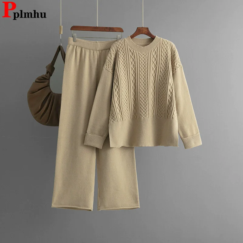 Fall Winter New Knitted 2 Piece Sets Women O-neck Long Sleeve Sweater Pullover Tops Conjuntos High Waist Straight Pants Outfit
Fall Winter New Knitted 2 Piece Sets Women O-neck Long Sleeve Sweater Pullover Tops Conjuntos High Waist Straight Pants Outfit
