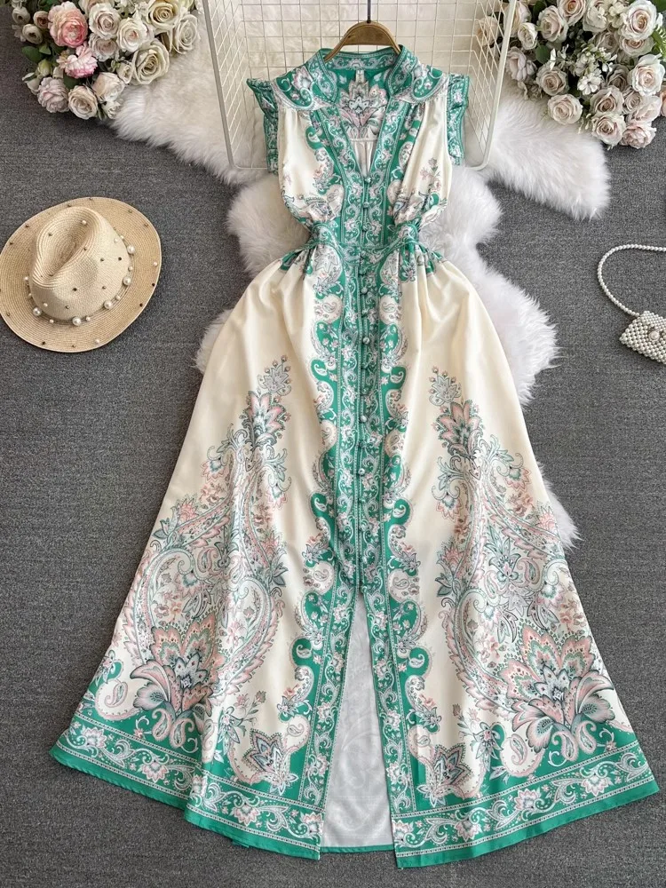 Summer 2024 Dress Retro Palace Style Flying Sleeves V-Neck Slim Single Breasted A-Line Positioning Printed Women's Dress Z4529
Summer 2024 Dress Retro Palace Style Flying Sleeves V-Neck Slim Single Breasted A-Line Positioning Printed Women's Dress Z4529