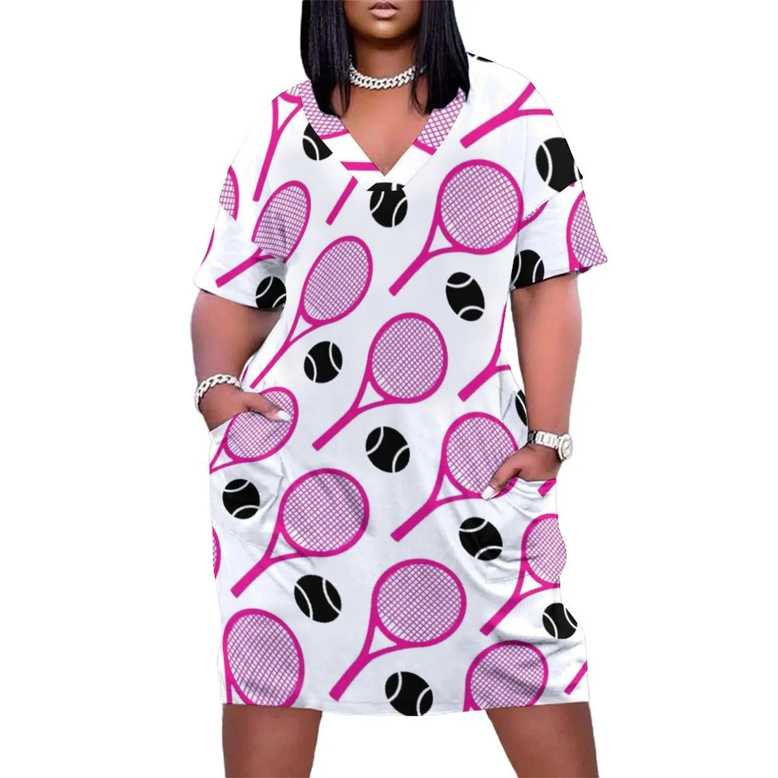Vivid pink Tennis rackets pattern Loose Pocket Dress dresses women summer 2025 Summer skirt elegant dresses for women
Vivid pink Tennis rackets pattern Loose Pocket Dress dresses women summer 2025 Summer skirt elegant dresses for women