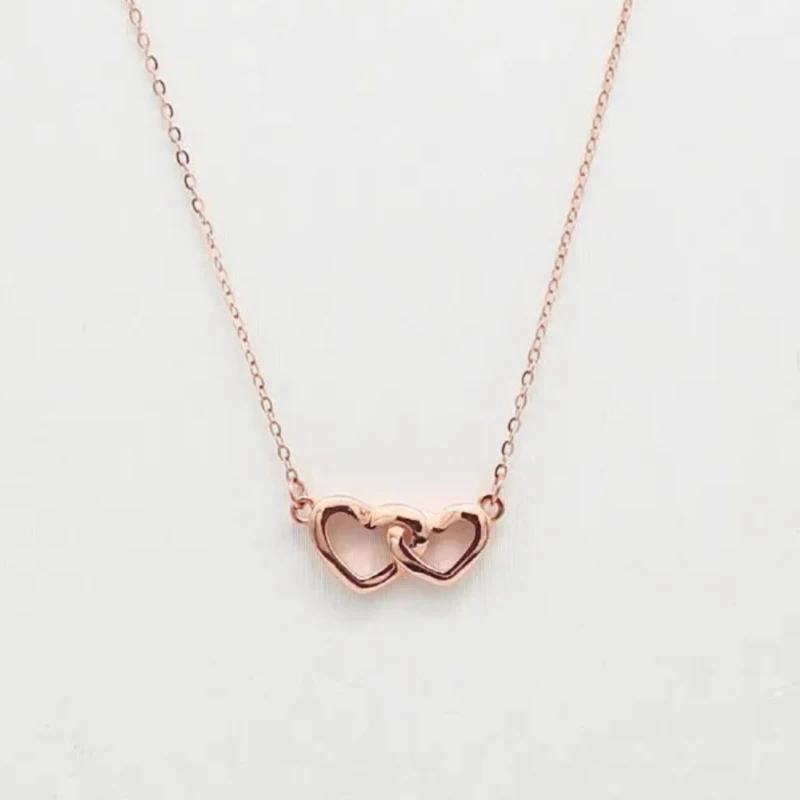 585 Purple Gold Plated 14K Rose Gold Light luxury Interlocking Heart Necklace Fashion Sweet Couple style clavicle chain Jewelry
585 Purple Gold Plated 14K Rose Gold Light luxury Interlocking Heart Necklace Fashion Sweet Couple style clavicle chain Jewelry