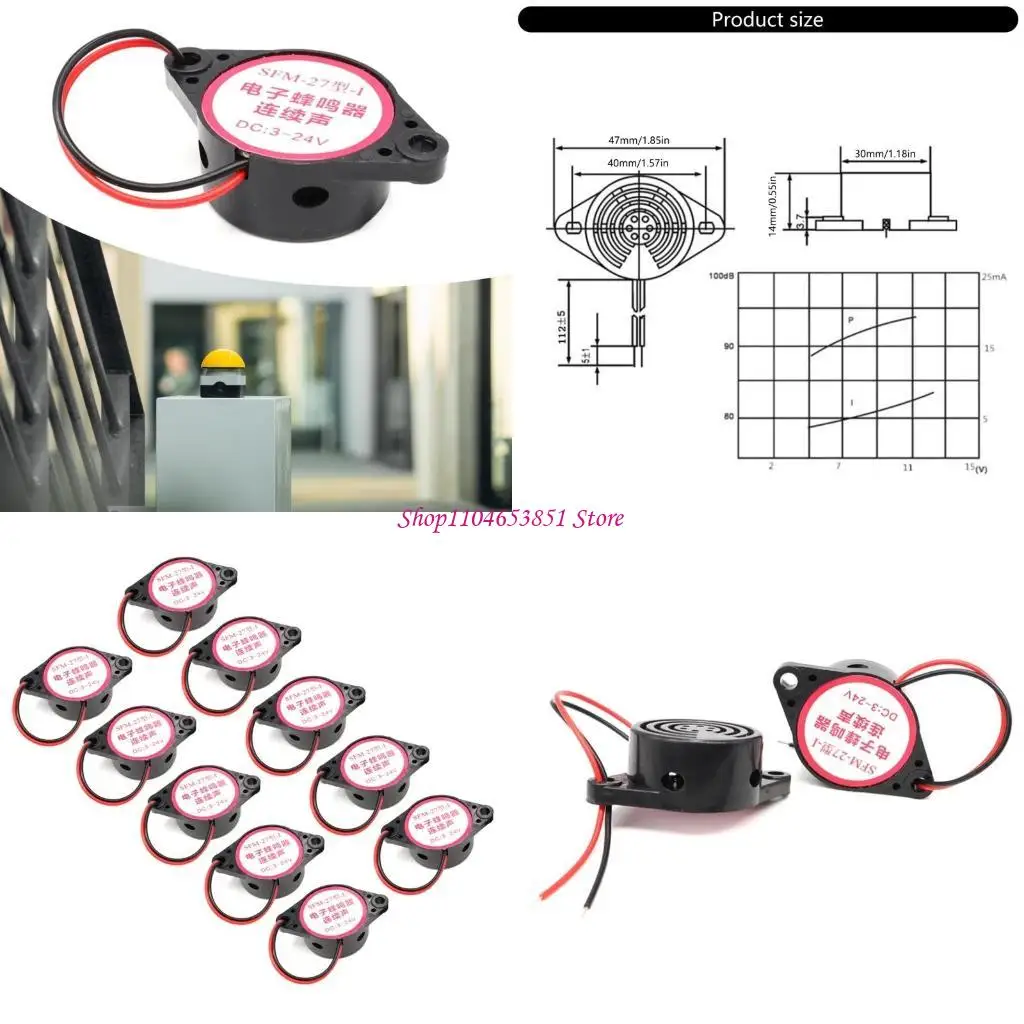 10Pcs SFM-27 High Decibel Alarm Buzzers DC3~24V Piezoelectric Sound Devices for Educational Circuits and Experiments
10Pcs SFM-27 High Decibel Alarm Buzzers DC3~24V Piezoelectric Sound Devices for Educational Circuits and Experiments