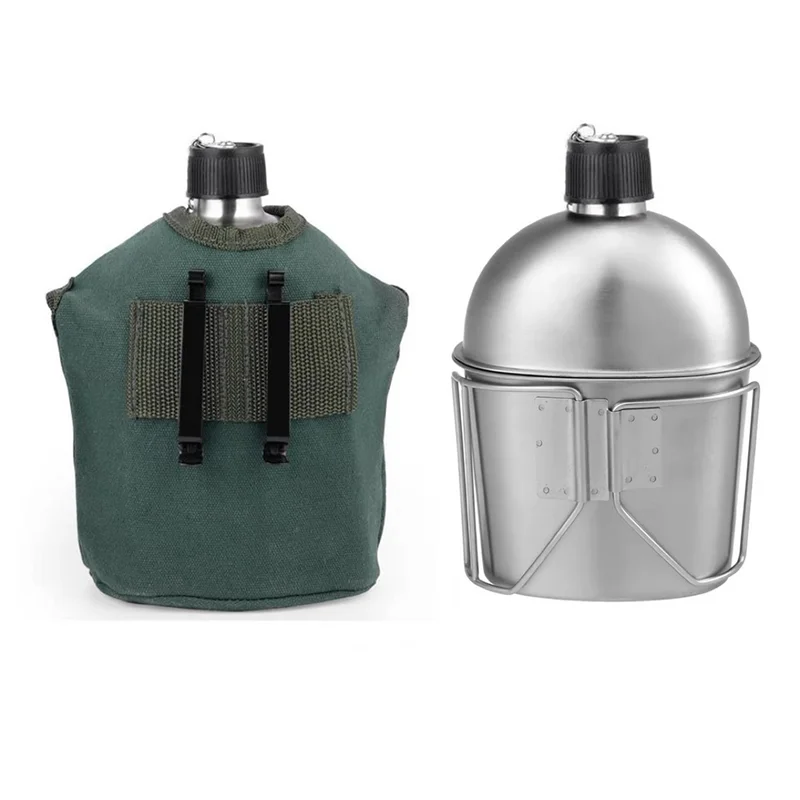 Outdoor Canteen Cookware Set 0.9L Canteen Cup Portable Water Bottle With Grab Handle Cup For Outdoor Camping Hiking Silver
Outdoor Canteen Cookware Set 0.9L Canteen Cup Portable Water Bottle With Grab Handle Cup For Outdoor Camping Hiking Silver