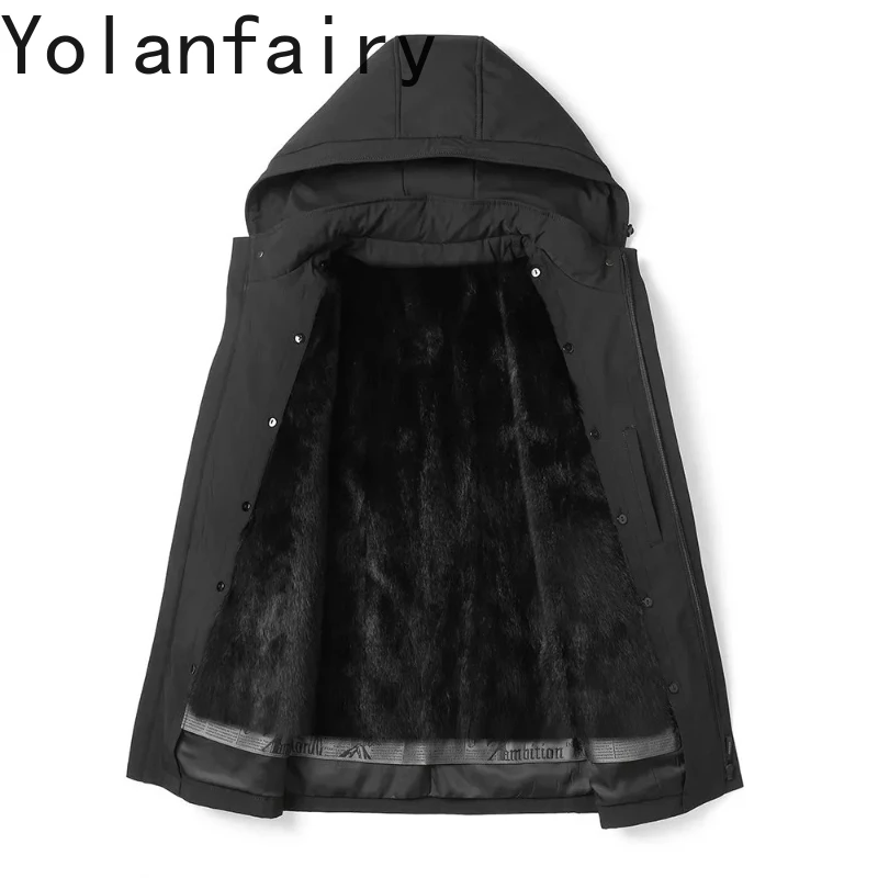 Мужская зимняя теплая парка YOLANFAIRY из натурального меха с отстегивающейся подкладкой из меха норки, куртка средней длины с капюшоном
Мужская зимняя теплая парка YOLANFAIRY из натурального меха с отстегивающейся подкладкой из меха норки, куртка средней длины с капюшоном