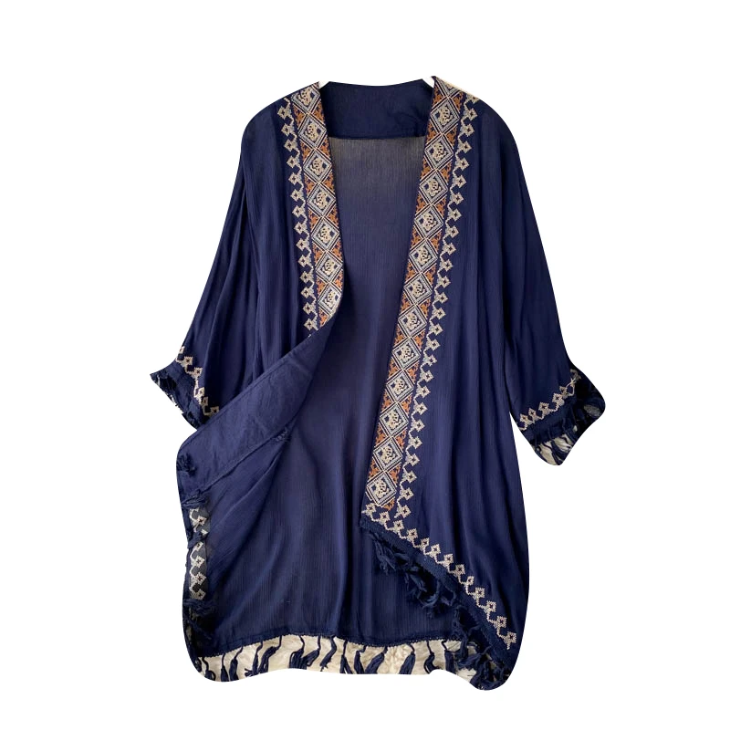 Retro n Embroidered Heavy Work Open Cardigan Women's Design Tassel Holiday Sun Protection Top Faionable Long Sve
Retro n Embroidered Heavy Work Open Cardigan Women's Design Tassel Holiday Sun Protection Top Faionable Long Sve
