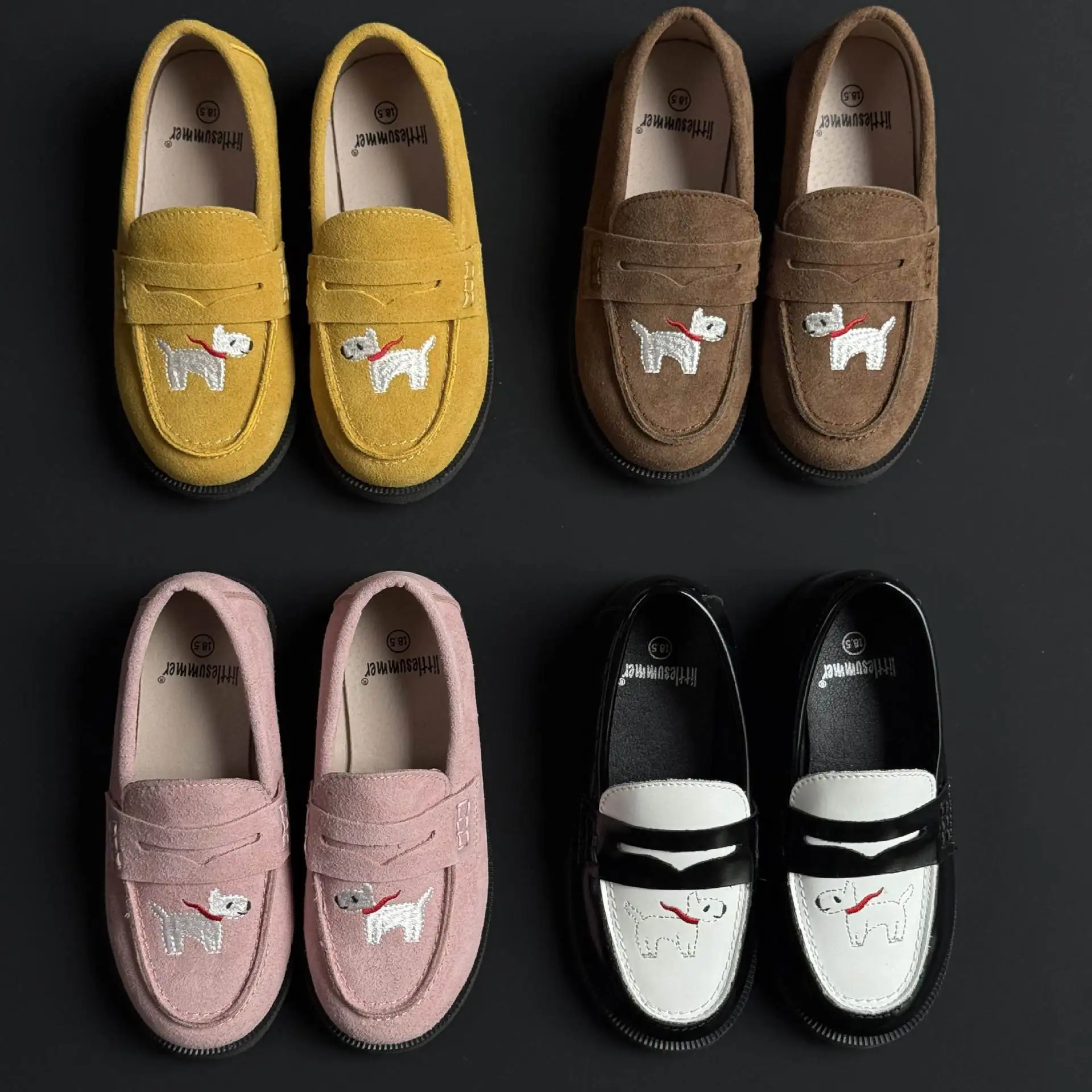 Кожаная обувь из натуральной кожи для девочек, модные детские лоферы из воловьей кожи с вышивкой щенка, весенняя детская школьная обувь для мальчиков
Кожаная обувь из натуральной кожи для девочек, модные детские лоферы из воловьей кожи с вышивкой щенка, весенняя детская школьная обувь для мальчиков