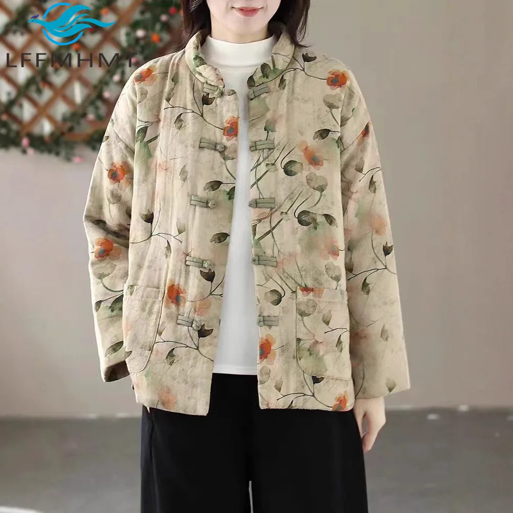 Winter Fall Vintage Chinese Style Printed Cotton-padded Coats for Women Stand Collar Thicken Warm Jackets Parkas
Winter Fall Vintage Chinese Style Printed Cotton-padded Coats for Women Stand Collar Thicken Warm Jackets Parkas