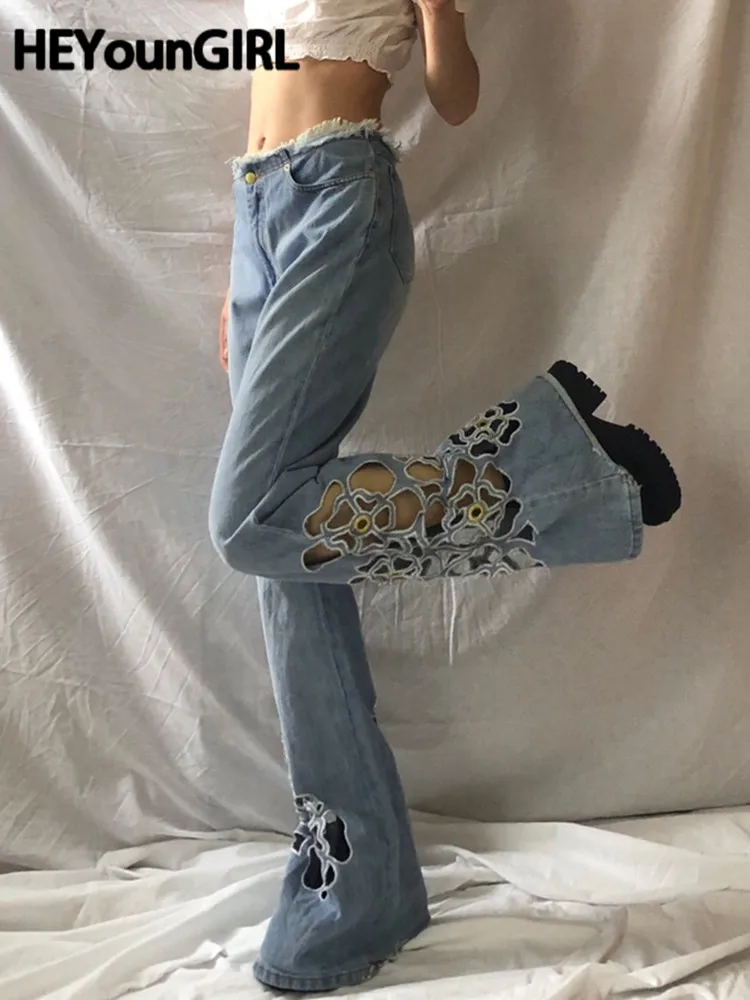 HEYounGIRL Women Ripped Jeans High Waist Harajuku Y2K Flowers Hollow Out Denim Straight Trousers Fashion Streetwear Casual Pants
HEYounGIRL Women Ripped Jeans High Waist Harajuku Y2K Flowers Hollow Out Denim Straight Trousers Fashion Streetwear Casual Pants