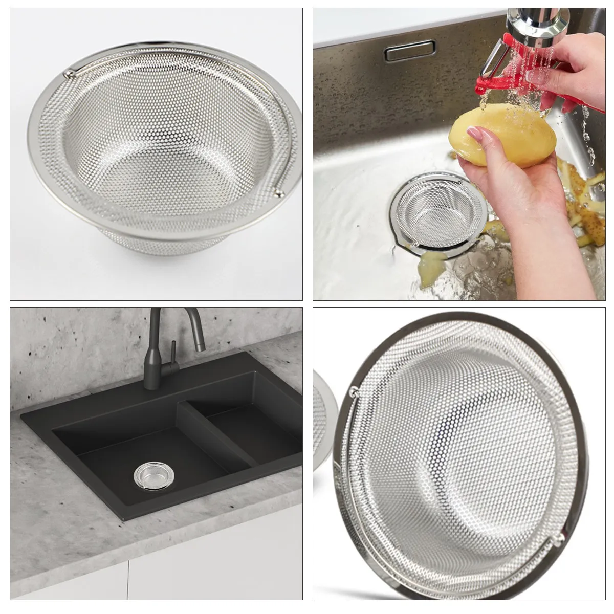 Kitchen Sink Stainless Steel Drain Basket Strainer Filter Dense Hole Garbage Sink Strainer Stopper for Kitchen Bathroom Laundry
Kitchen Sink Stainless Steel Drain Basket Strainer Filter Dense Hole Garbage Sink Strainer Stopper for Kitchen Bathroom Laundry