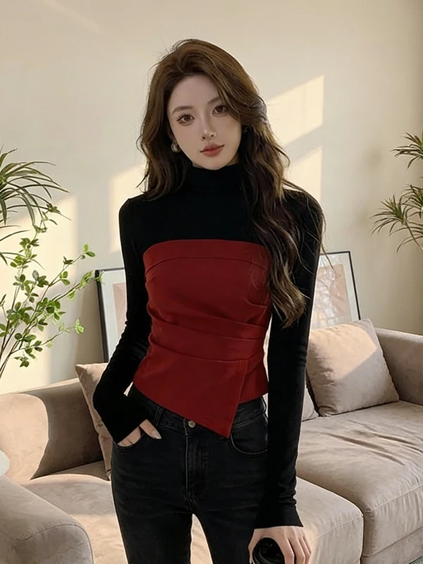 Новинка! Красная женская футболка с цветными вставками, весна 2026. Облегающая, с длинным рукавом, базовая модель для ношения под одеждой. Креативный дизайн.
Новинка! Красная женская футболка с цветными вставками, весна 2026. Облегающая, с длинным рукавом, базовая модель для ношения под одеждой. Креативный дизайн.