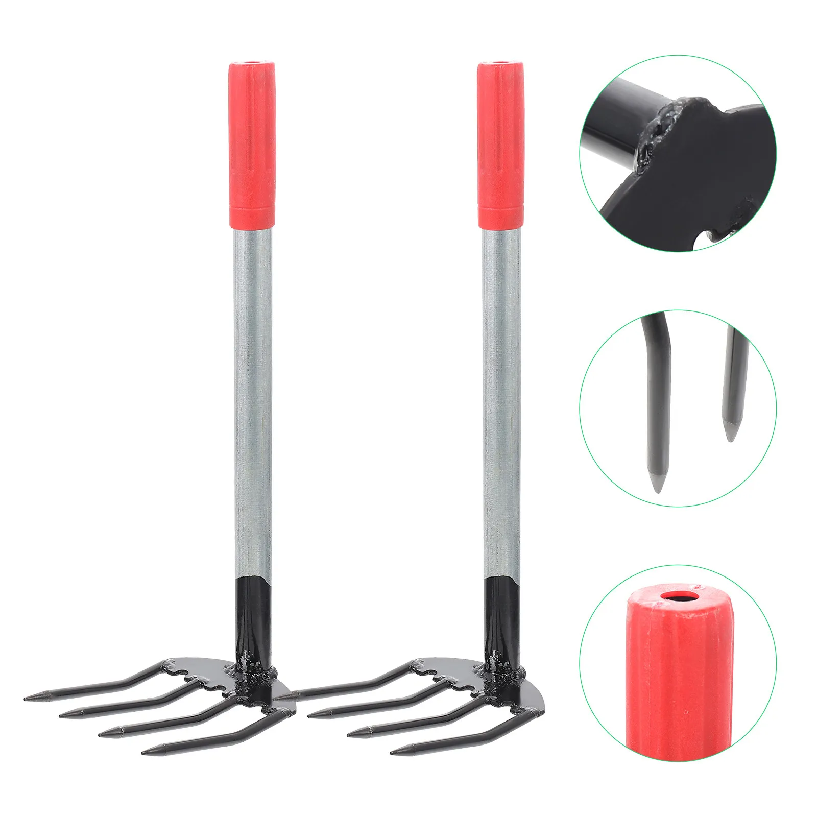 2Pcs 4-Tooth Steel Garden Rakes Non-Slip Handle Soil Loosening Tools Digging Hand Cultivators for Garden Yard Lawn Orchard
2Pcs 4-Tooth Steel Garden Rakes Non-Slip Handle Soil Loosening Tools Digging Hand Cultivators for Garden Yard Lawn Orchard