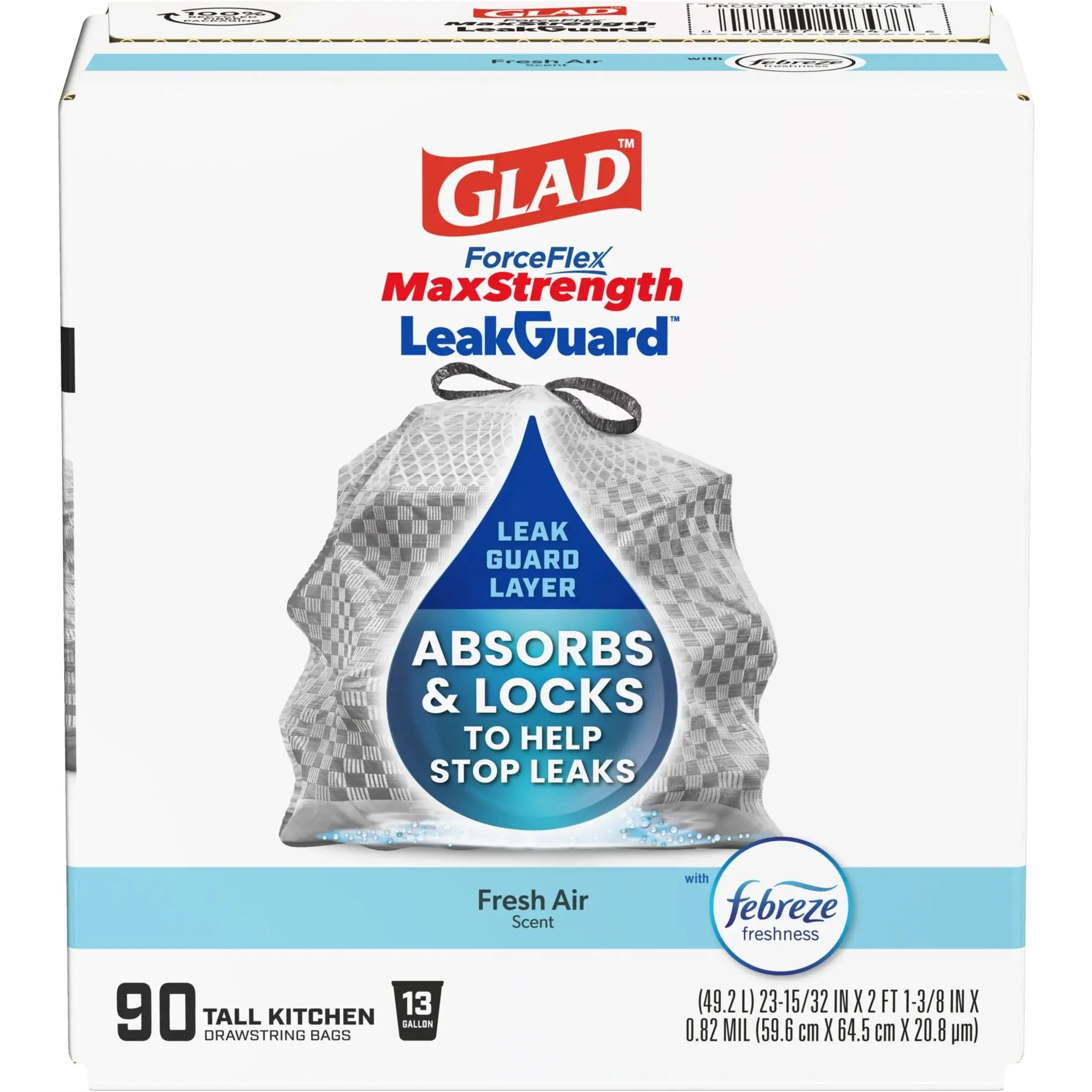 ForceFlex MaxStrength LeakGuard Tall Kitchen Trash Bags 13 Gallon Fresh Air Scented 90 Pack
ForceFlex MaxStrength LeakGuard Tall Kitchen Trash Bags 13 Gallon Fresh Air Scented 90 Pack