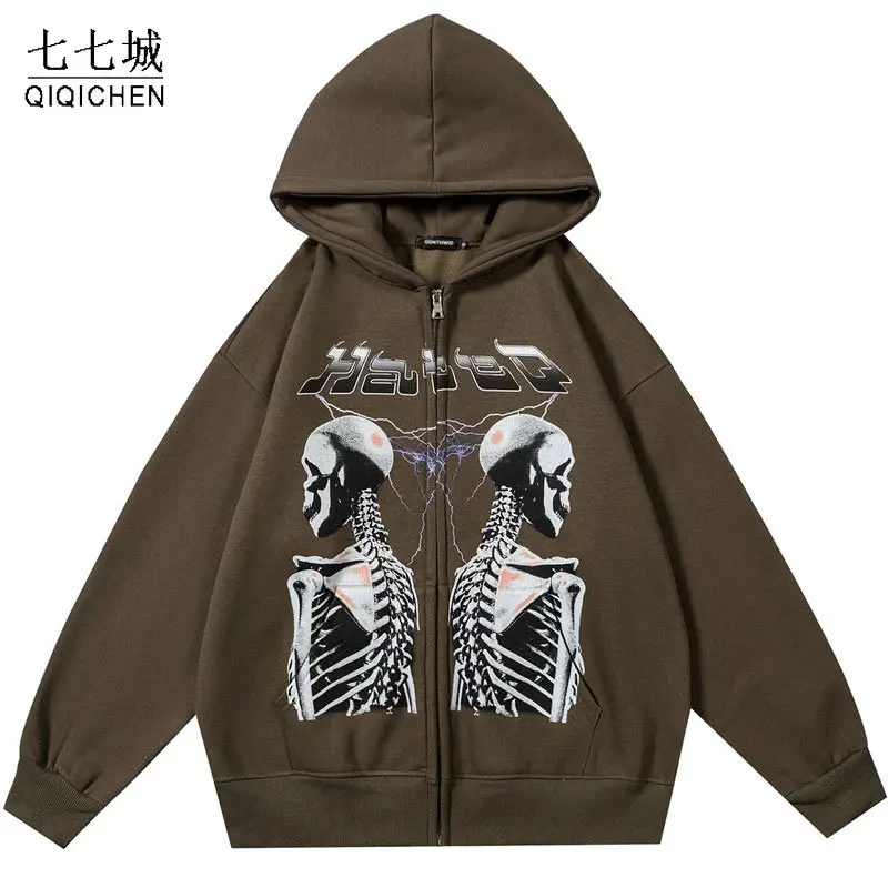 Fleece Hoodie Sweatshirt Jacket Men Skull Skeleton Print Vintage Street Hip Hop Zipper Hooded Coat Harajuku Casual Punk Gothic
Fleece Hoodie Sweatshirt Jacket Men Skull Skeleton Print Vintage Street Hip Hop Zipper Hooded Coat Harajuku Casual Punk Gothic