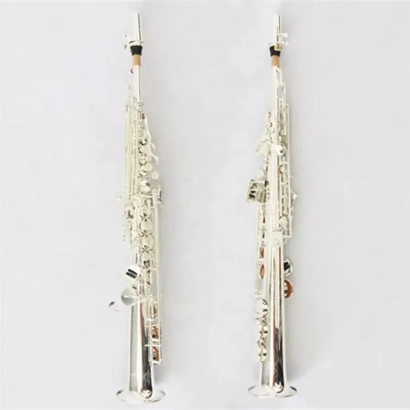 High Quality Musical Instruments Bb Tone Soprano Saxophone With Silver Plated Brass Body One-Piece Neck Design With High G Key
High Quality Musical Instruments Bb Tone Soprano Saxophone With Silver Plated Brass Body One-Piece Neck Design With High G Key