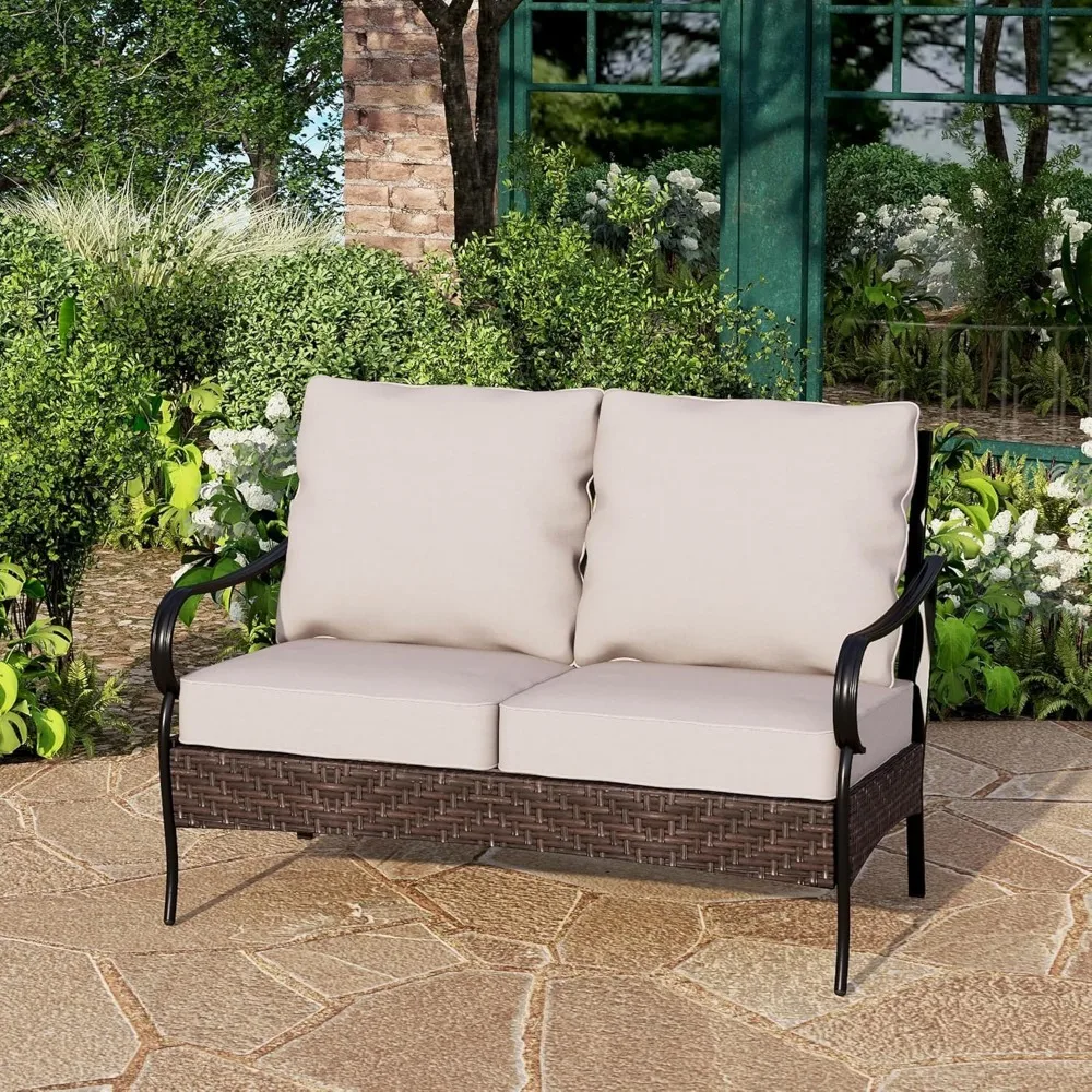 Wicker & Metal Outdoor 2-Seat Patio Couch,Patio Sofa Loveseat with Deep Seating for Front Porch, Deck, Balcony, Backyard
Wicker & Metal Outdoor 2-Seat Patio Couch,Patio Sofa Loveseat with Deep Seating for Front Porch, Deck, Balcony, Backyard