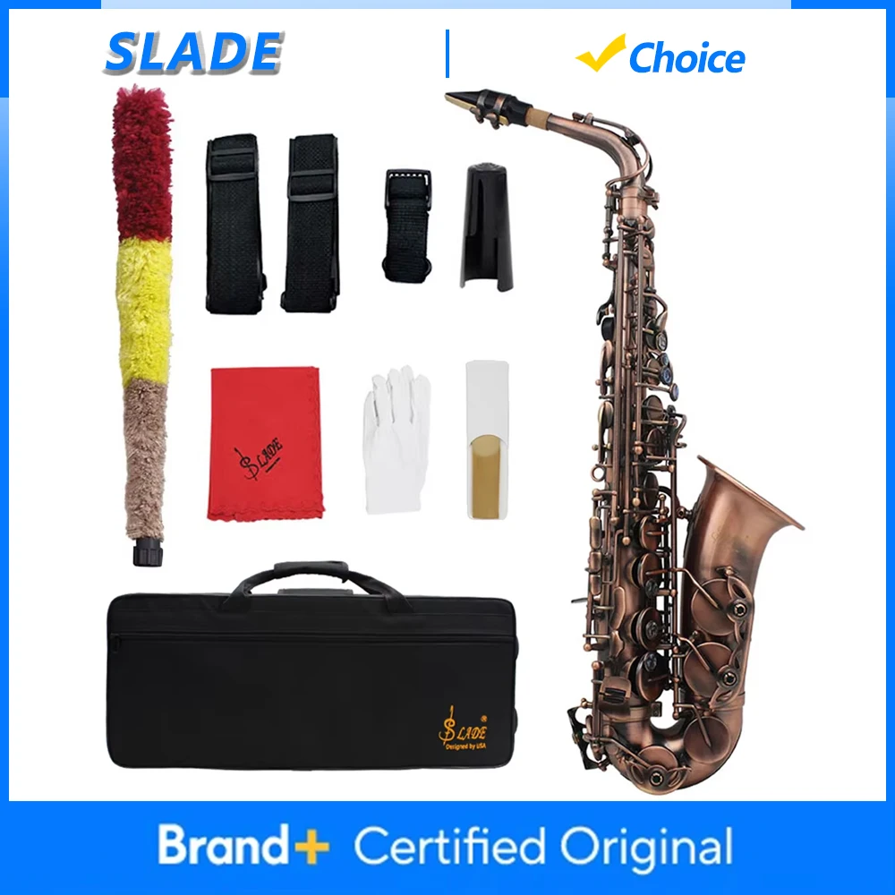 Саксофон альт SLADE Eb, латунный корпус, красная медь, с кейсом, тростниками, перчатками, запчастями и аксессуарами, духовой инструмент
Саксофон альт SLADE Eb, латунный корпус, красная медь, с кейсом, тростниками, перчатками, запчастями и аксессуарами, духовой инструмент