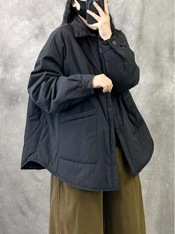 Retro Hong Kong Sle Patchwork Large ket Cotton Jaet Women's Winter plus Size Casual Warm Workwear Coat Long Sve Zip...
Retro Hong Kong Sle Patchwork Large ket Cotton Jaet Women's Winter plus Size Casual Warm Workwear Coat Long Sve Zip...