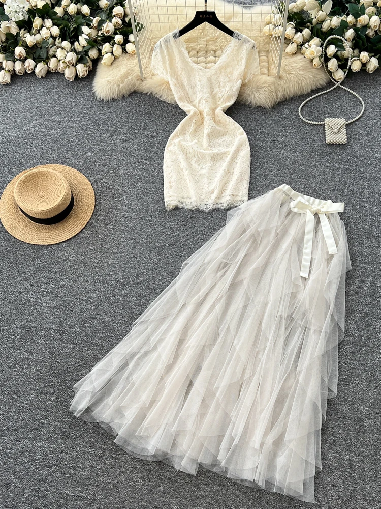 Кружевное облегающее платье Ele с поясом и юбкой для женщин, летний комплект из двух предметов Faion с высокой талией и узлом
Кружевное облегающее платье Ele с поясом и юбкой для женщин, летний комплект из двух предметов Faion с высокой талией и узлом